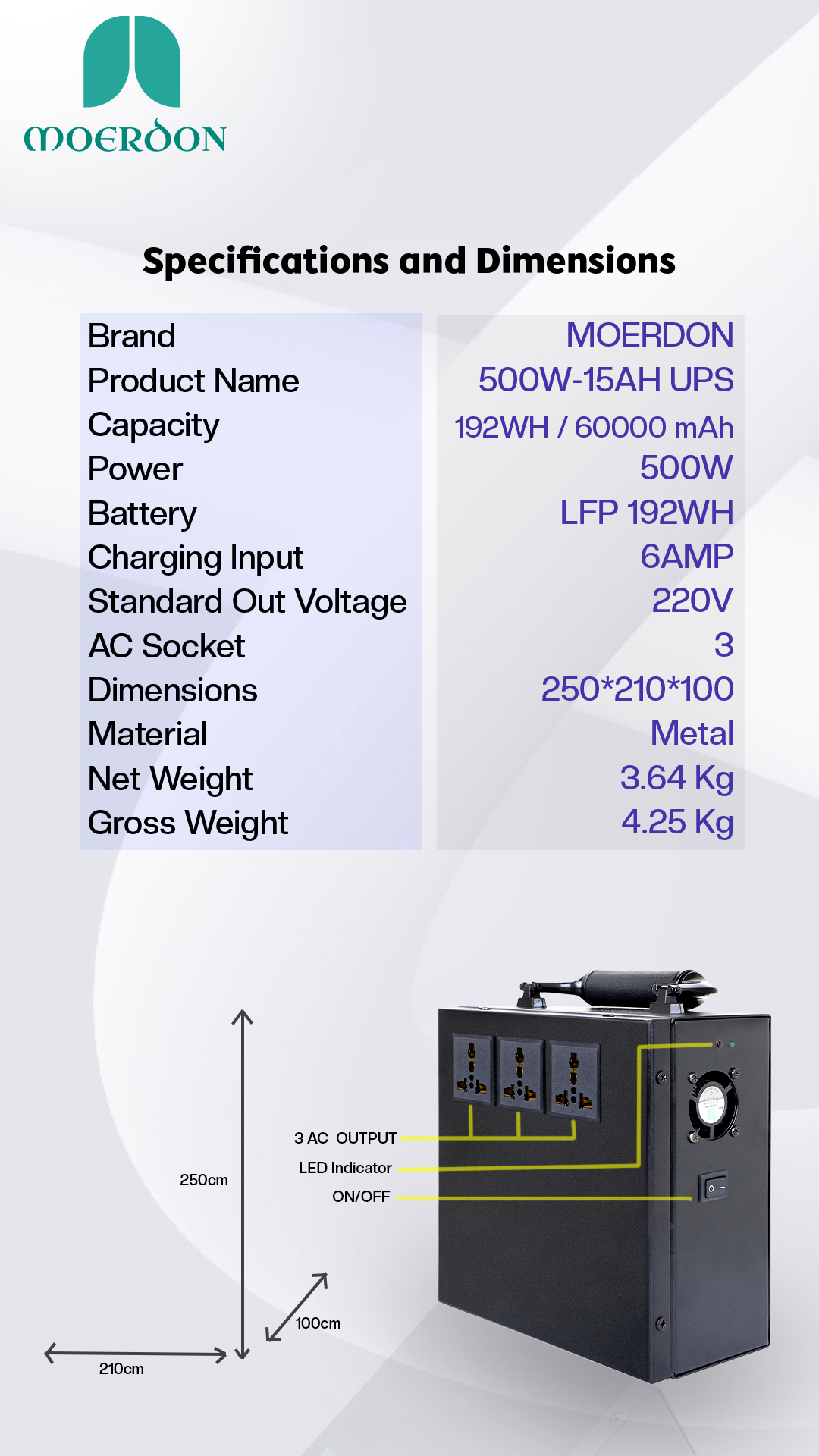 Moerdon 500W Portable 15Ah UPS for All types of CCTV Cameras, WI-FI Routers