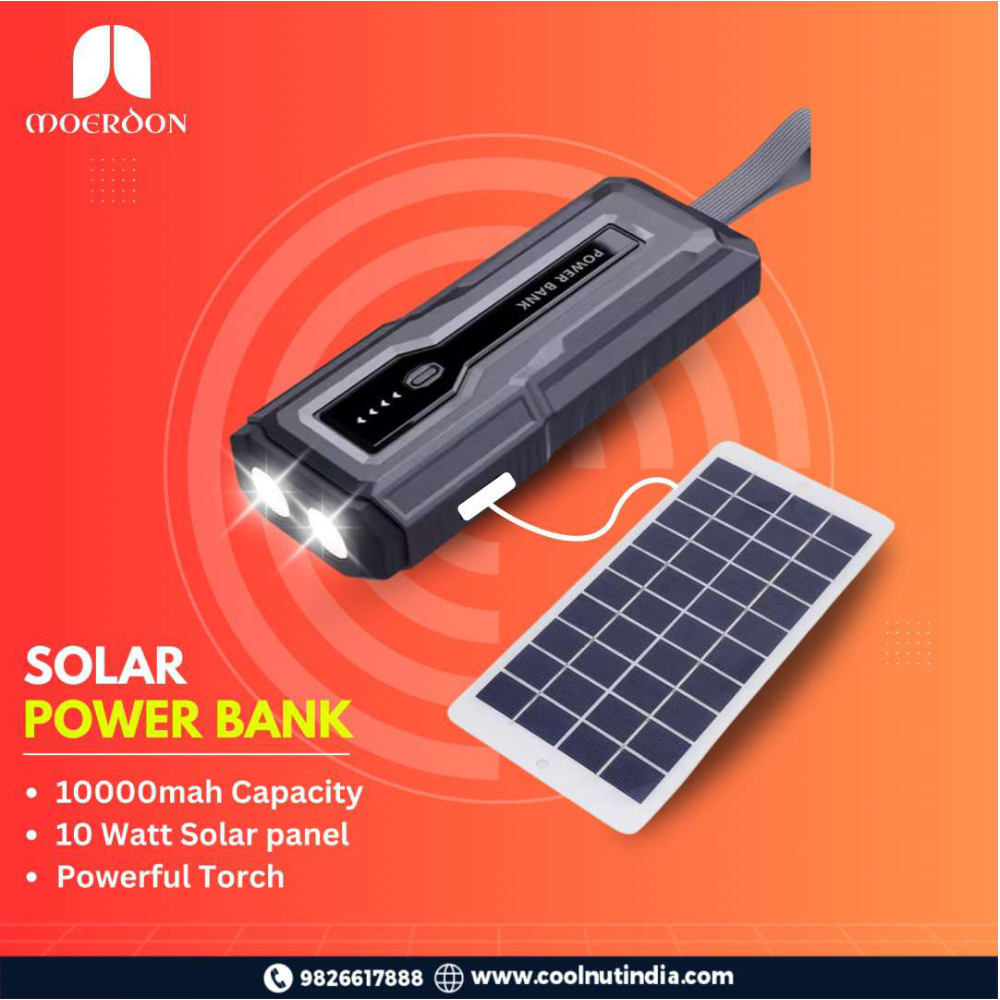 Moerdon 10000 mAh Mobile powerbank with 10W Solar Panel