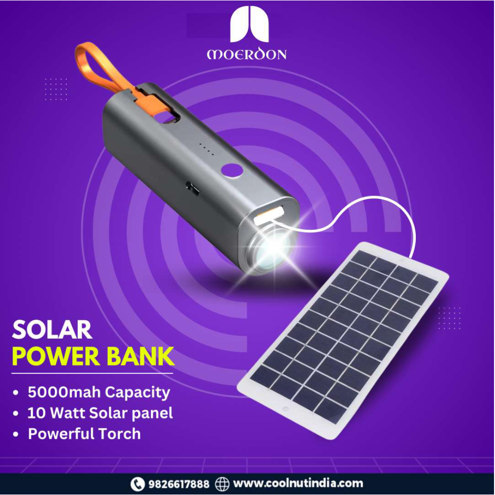 Moerdon 5000 mAh mobile power bank with solar panel