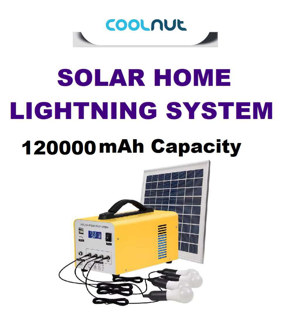 Coolnut 12V-30Ah Solar Home Lightning Systems 120000 mAh Capacity