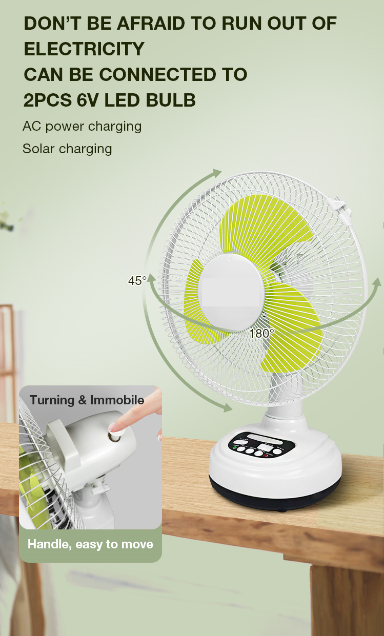 Coolnut 13" Rechargeable 15W Solar Table Fan with 30000 mAh Battery