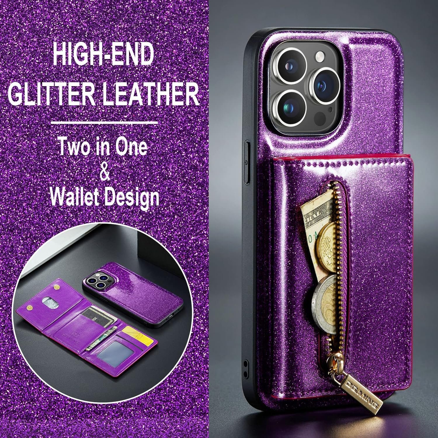 high end glitter leather