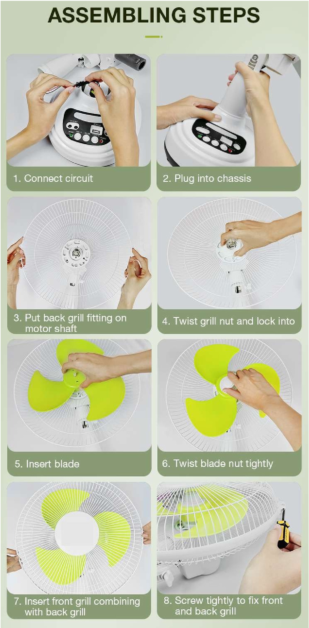 Coolnut 16" Rechargeable 15W Solar Table Fan with 12000 mAh Battery