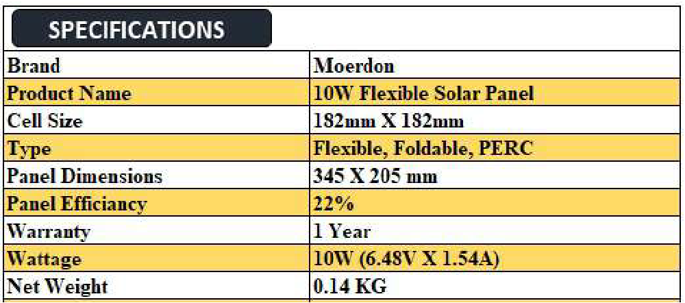 Moerdon 10000 mAh Mobile powerbank with 10W Solar Panel
