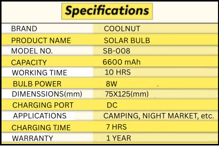 Coolnut 8W Solar Bulb 6600 mAh