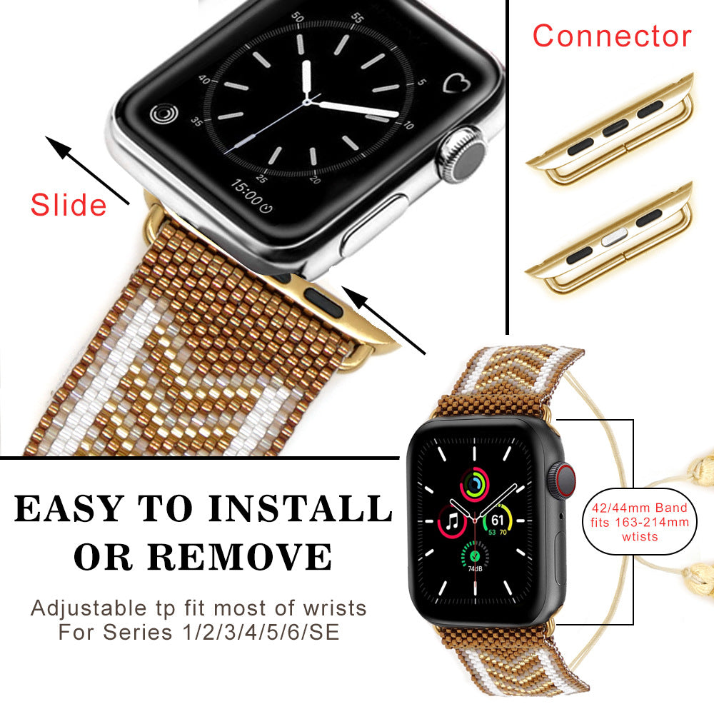 Women Boho Bracelet Watch Strap For Apple Watch Miyuki Beads Band Wristband 41mm