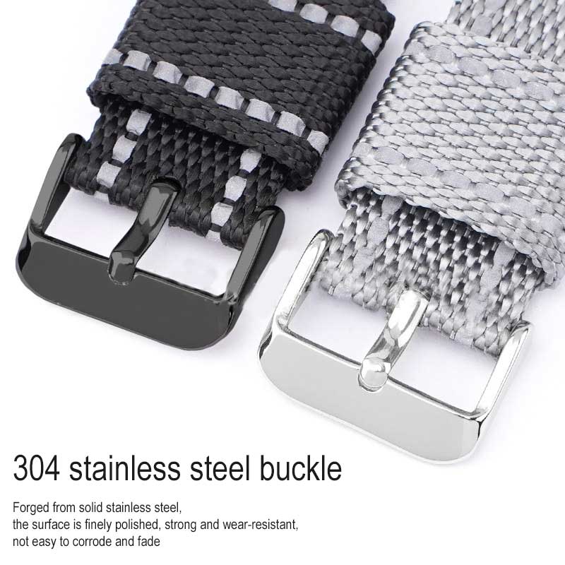Exclusive Nylon Watch Band Belt with Metal Clasp - GRAY