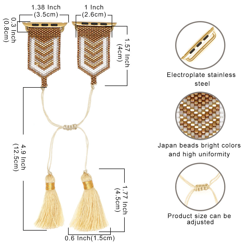 Women Boho Bracelet Watch Strap For Apple Watch Miyuki Beads Band Wristband 41mm