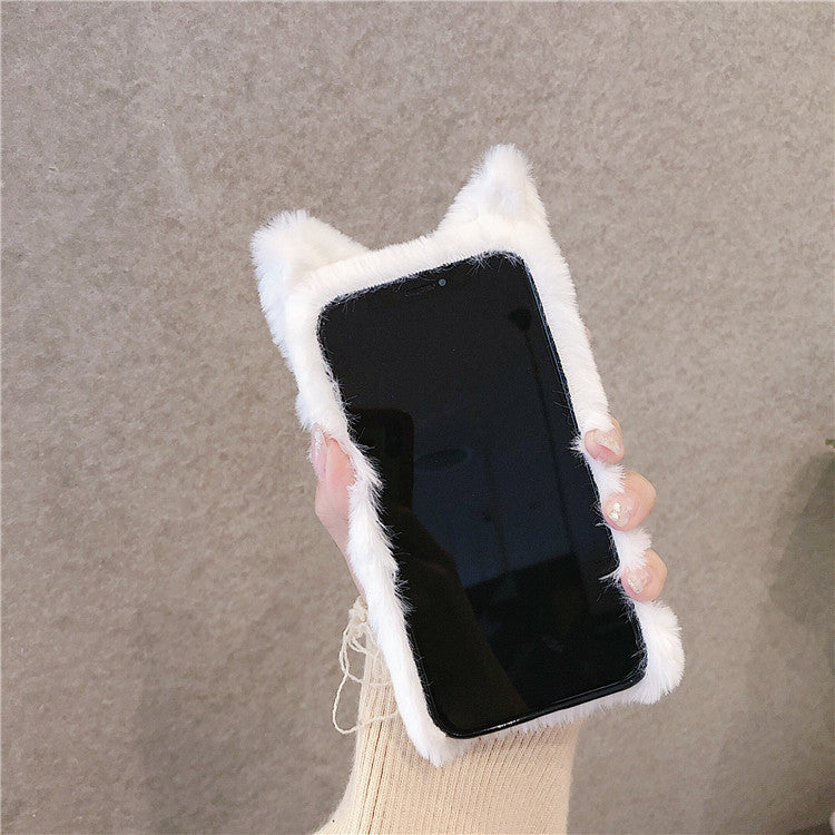 Hot cute cat fur TPU cartoon cover soft fluffy Iphone