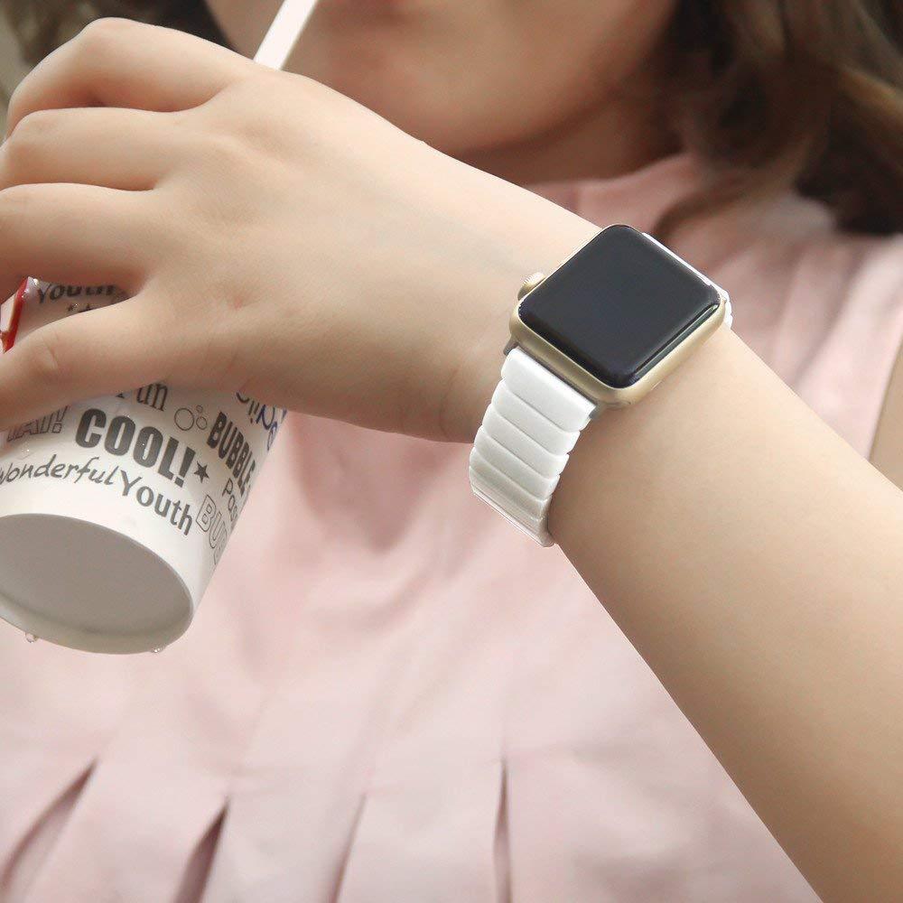 Ultra Luxury Titanium Finish Metal Magnetic Chain Strap Compatible for iWatch Matt Stainless Steel Full Magnetic Adjustable Band