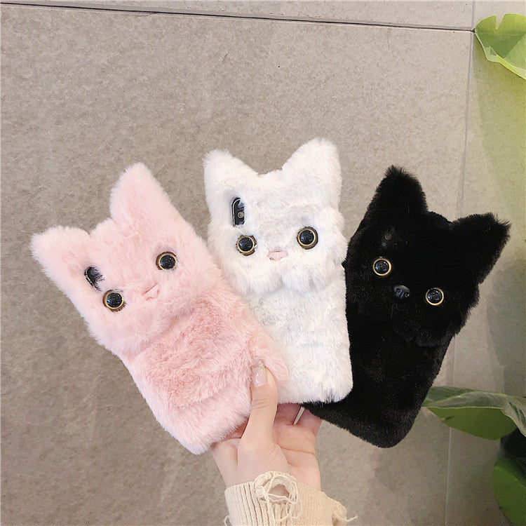 Hot cute cat fur TPU cartoon cover soft fluffy Iphone