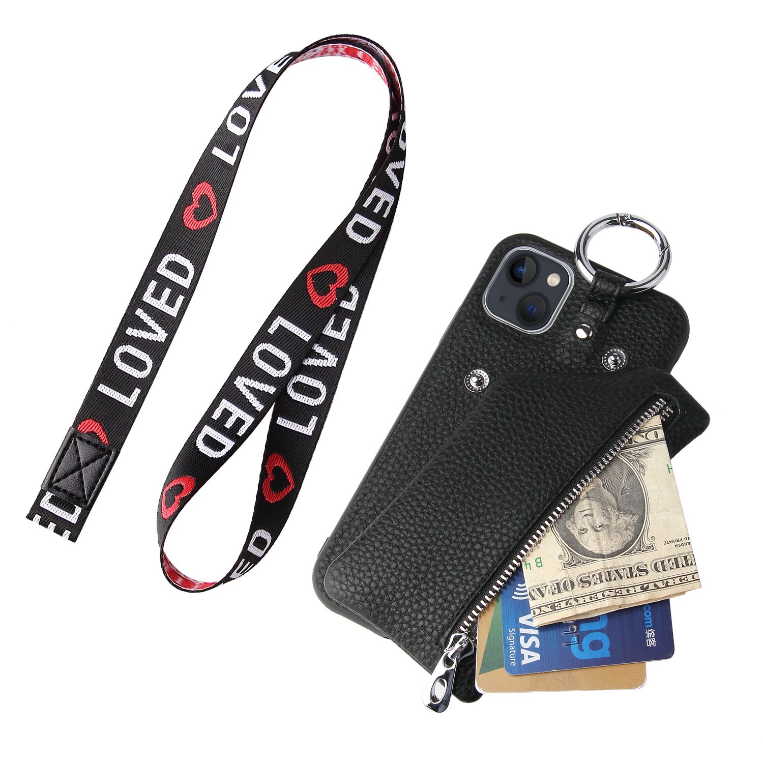 Multi-function wallet with shoulder strip bags for cards iphone