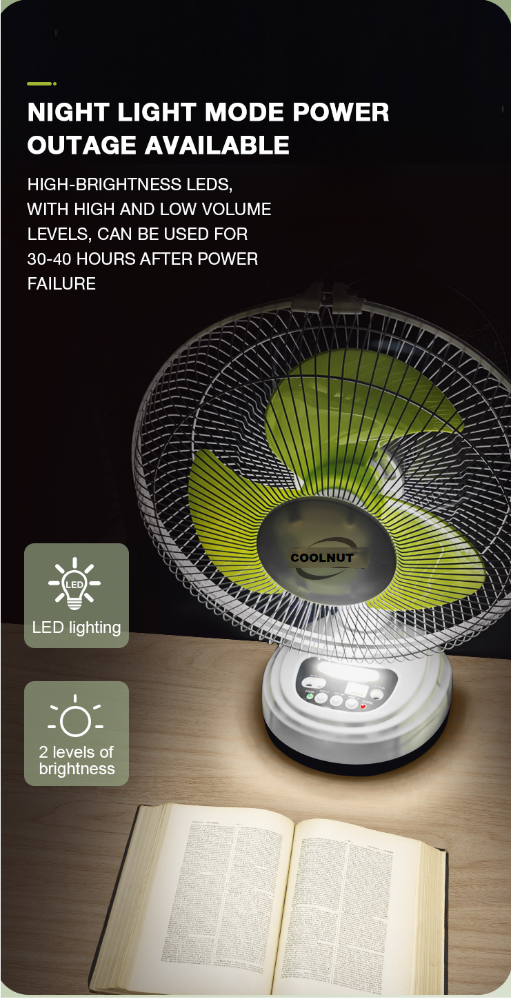 Coolnut 13" Rechargeable 15W Solar Table Fan with 30000 mAh Battery