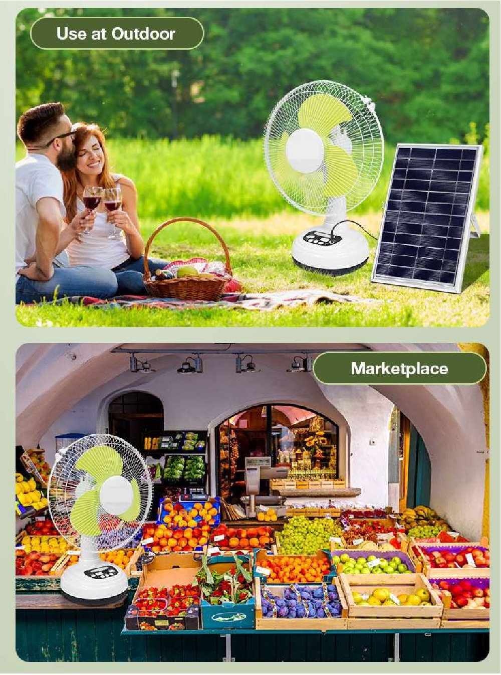 Coolnut 16" Rechargeable 15W Solar Table Fan with 12000 mAh Battery