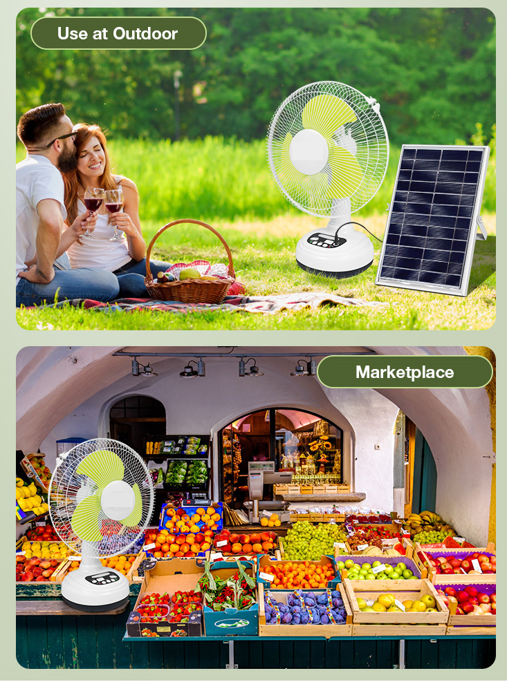 Coolnut 13" Rechargeable 15W Solar Table Fan with 30000 mAh Battery