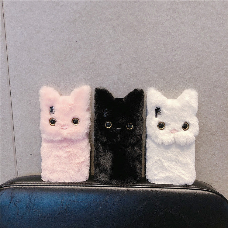 Hot cute cat fur TPU cartoon cover soft fluffy Iphone