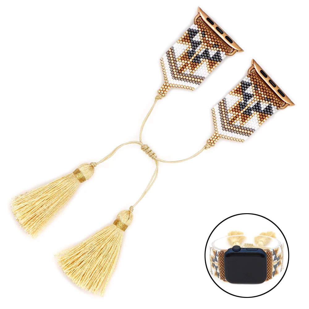 Women Boho Bracelet Watch Strap For Apple Watch Miyuki Beads Band Wristband 41mm