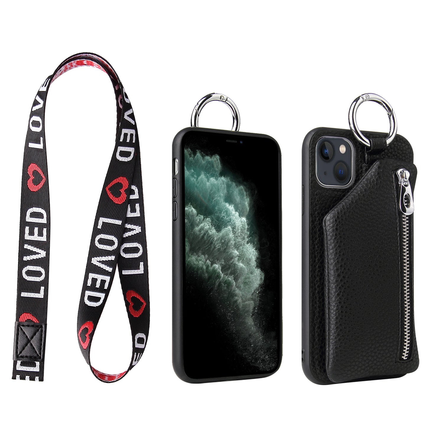Multi-function wallet with shoulder strip bags for cards iphone