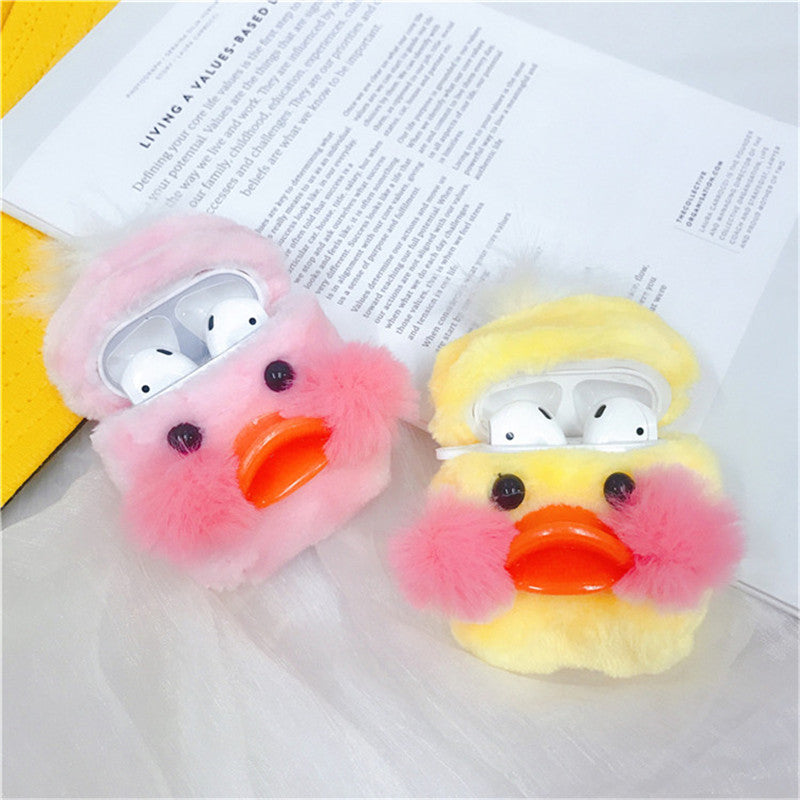 Cute Cartoon Plush Duck Earphone Cases