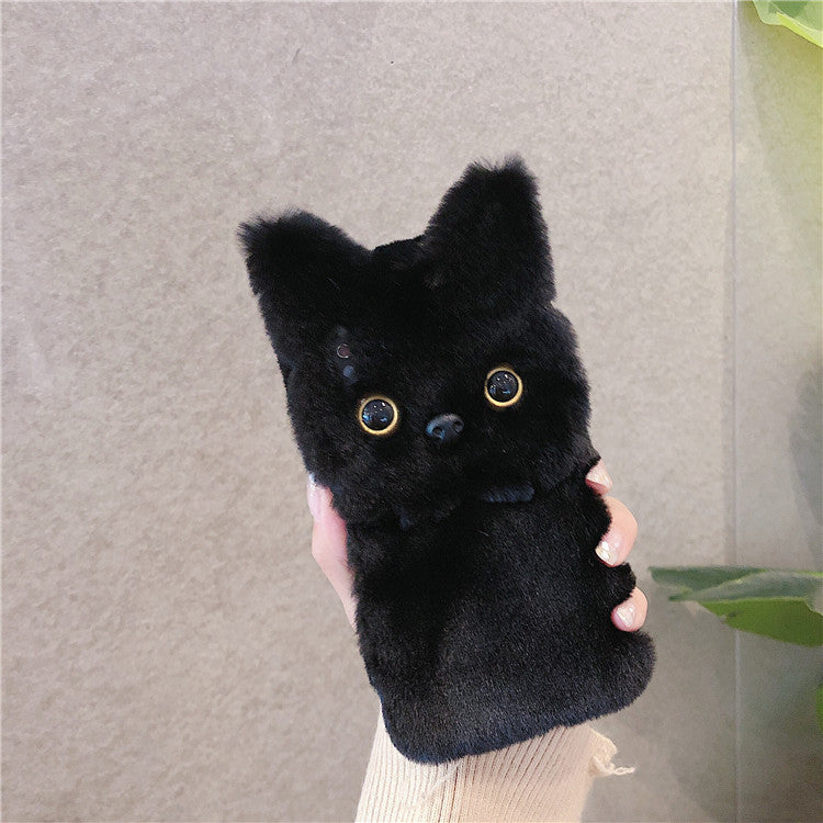 Hot cute cat fur TPU cartoon cover soft fluffy Iphone