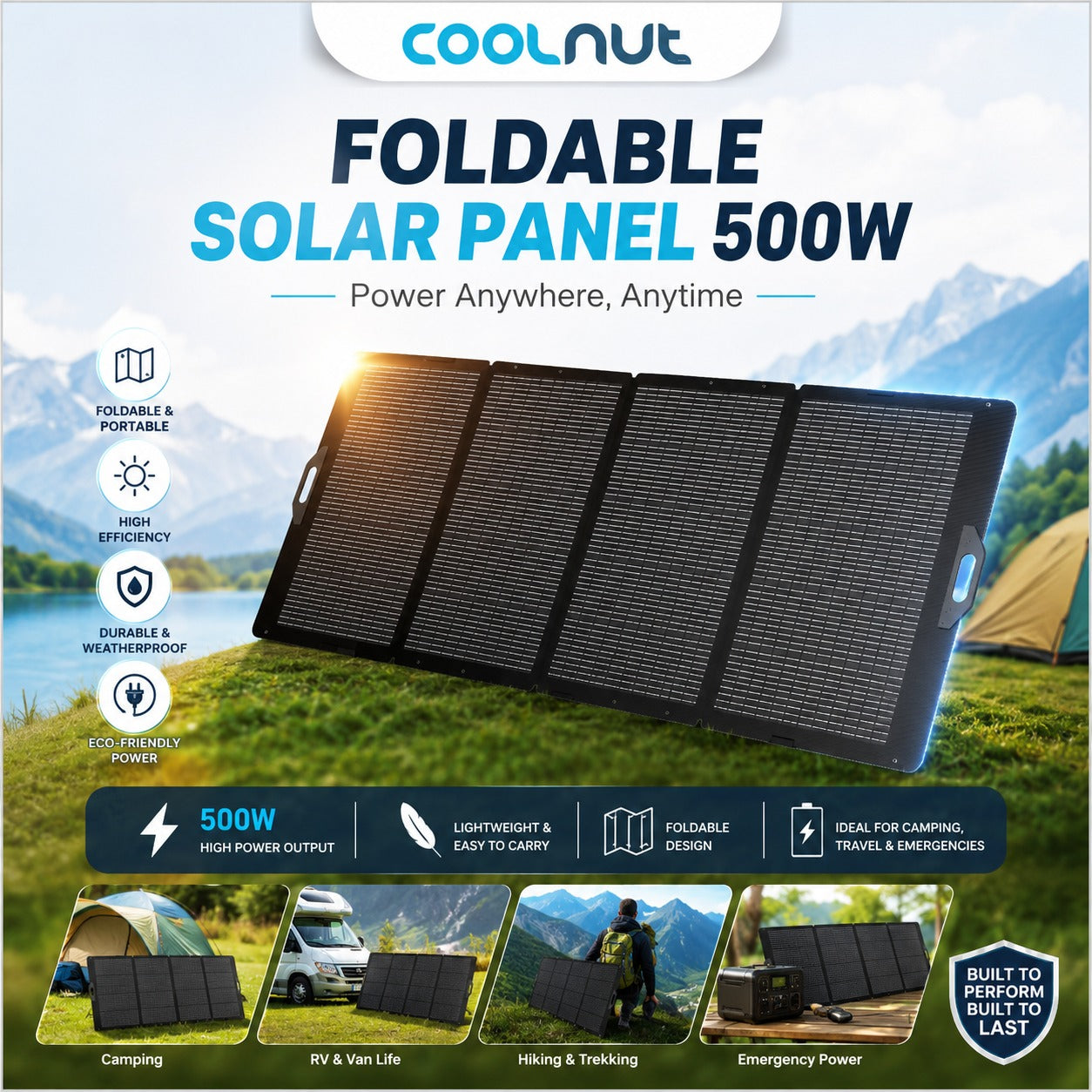 Coolnut Portable Foldable Solar Panel 500W